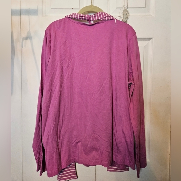 #094 LLBean Solid long sleeve Knit w Striped Scarf. Varies color - Picture 7 of 9